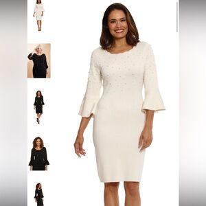 Ivory Pearl Belle Sleeve Knit Dress